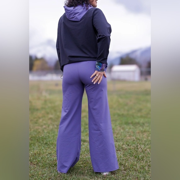 Youer Success Pants Wide Leg Women Size L High Waist Lightweight Alpen Purple - Picture 16 of 17